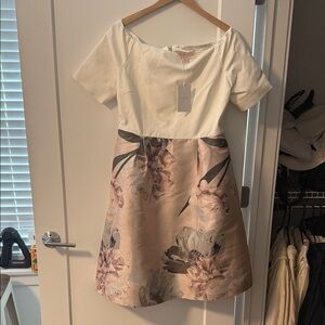 Ted Baker London Off-White and Blush Floral Midi Dress